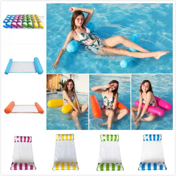 Mode gonflable flottant eau hamac salon lits chaise été piscines gonflables flotteur piscine lit gonflable plage jouer outil