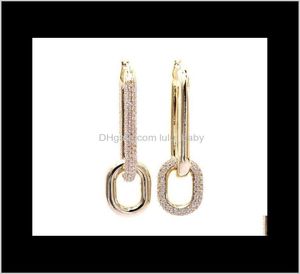 Mode Ins Luxe Designer Diamant Zircone Cuivre Chaîne Géométrique Clip Sur Boucles D'oreilles Pour Femme Filles Cadeaux S925 Argent Post Lw8Uz 6911169