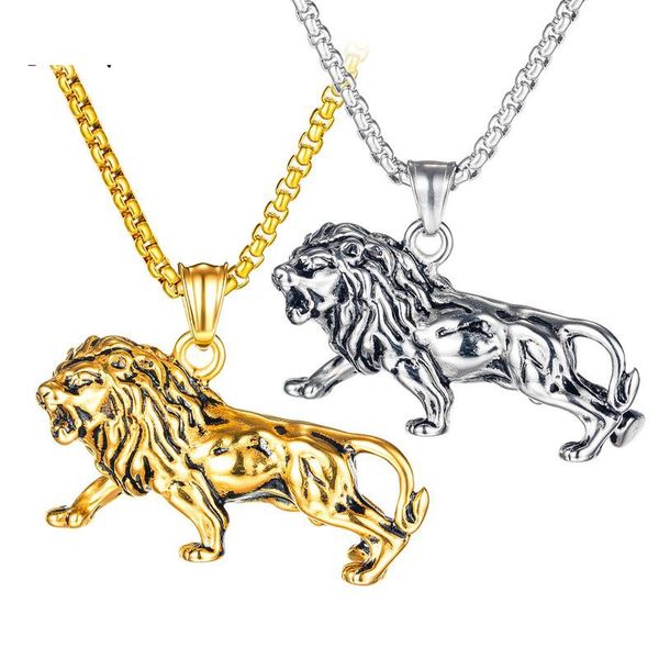 Mode ins populaire designer élégant animal tigre en acier inoxydable collier hip hop hommes pendentif collier bijoux or argent 60cm
