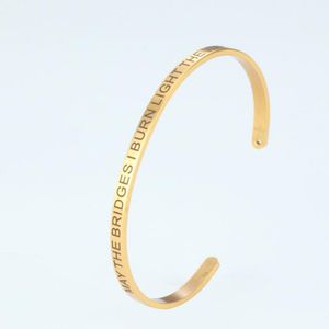 Mode D'inspiration Cadeaux Bracelet En Acier Inoxydable Livraison gravure Manchette Bracelet Charme Argent Bracelet Cadeau Personnalisé Mantra