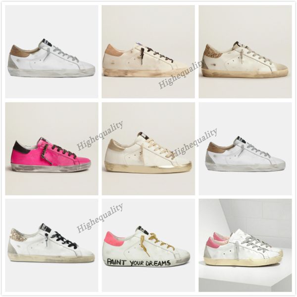 mode Italie Golden Super Star Sneakers Designer Chaussures Femmes luxe Rose Baskets Sequin Classique Blanc Do-old Dirty casual chaussure