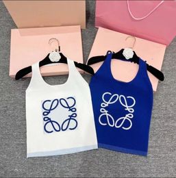 Fashion Jacquard Camis 2 Colors Halter Thirts Summer Knit Tankinis retro sin mangas para chicas deportivas ropa tops ropa