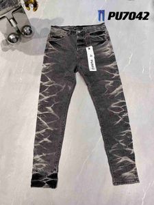 Mode Jeans Designer Hommes Violet En Détresse Cycliste Femmes Denim Luxe Nouvel Épissage Ripped Jambe Droite Pantalon Noir 1 K4p4