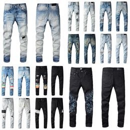 Mode Jeans Heren Zwart Gescheurd Biker Slim Fit Bikers Denim Voor Heren Mode Mans Zwarte Broek K2