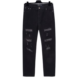 Mode Jeans Hommes Designer Droit Distressed Ripped Biker Moto Broderie Zipper Pantalon Hip Hop Hommes Denim Jeans