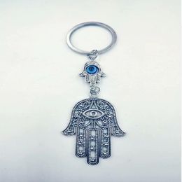 Fashion Jewellery Angel Wings Evil Eye Hamsa Fatima Hand Charm Diy Keychain Silver Tone Key Chain Keyring Fashion Pendant Sieraden -14 3103
