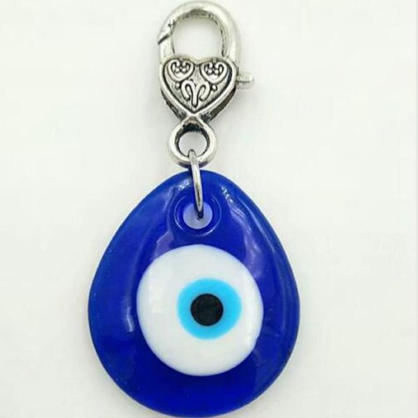 Joyería de moda estilo mixto cristal azul turco mal de ojo colgante llaveros de la suerte amuleto decoración Turquía Kabbalah-2271G