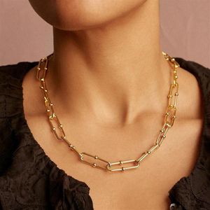 Mode sieraden trendy gouden plating paperclip ketting ketting-chunky statement kettingen voor dames217a