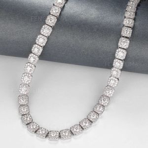 Mode-sieraden 10mm/12mm 925 zilveren Moissanite Hiphop Rock-candy Tennis Ketting met Vierkante Tennis Moissanite ketting