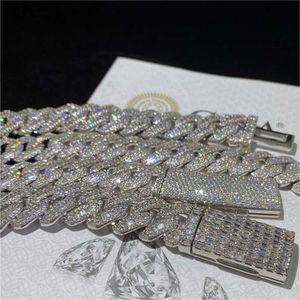 Mode-sieraden 14mm 14k Vergulde Iced Out Cubaanse Link Volledige Diamond Moissanite Prong Cubaanse Collier