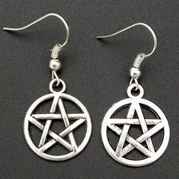 Mode-sieraden 50 Paar Lot Oude Zilveren Pentagram Pentagram Charm Hangers Drape Oorbellen Heks Pagan Goth Sieraden Gift A45299S