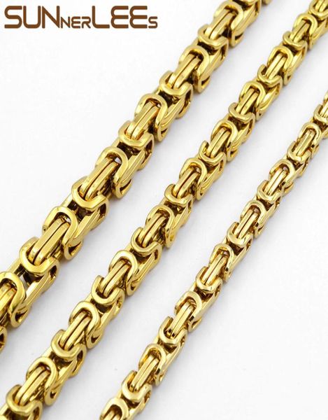Bijoux de mode 5 mm 7 mm 9 mm Color de couleur en acier inoxydable Collier Byzantine Link Chain pour hommes femmes SC09 N4289598