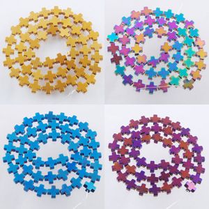 Joyería de moda, 5 hebras/lote, 3x8mm, materiales no magnéticos, cuentas cruzadas de hematita sueltas, aptas para la fabricación de joyas, 48 Uds./hebra BL354