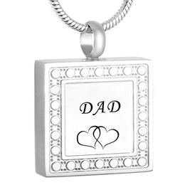 Mode-sieraden vierkante vader en moeder Roestvrijstalen Memorial Necklace Urn Hanger Ketting voor Ashes Cremation Necklace