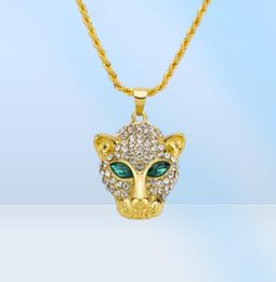 Bijoux de mode alliage CZ Leopard Head Crystal Collier Hip Hop Good Gift Dominering Collier Hip Hop Jewelry4692314
