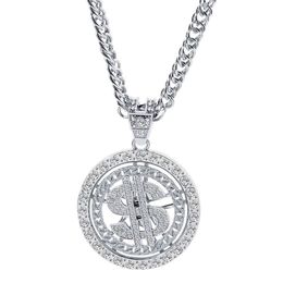 Mode-sieraden Alloy Diamond 18K Vergulde Hip Hop Ketting Iced Out RotaTable Geld Chunky Necklace