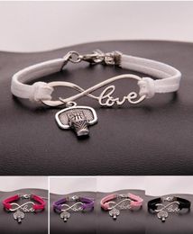 Bijoux de mode Ancient Silver Basketball Shooting Sport Bracelet Bracelet Bracelet Velvette mixte Velvet Infinity Love 8 Bangle 8149893