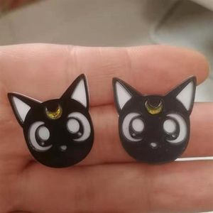 Bijoux de mode Black and White mignon chaton pour fille oreille à oreilles accessoires en acrylique248k