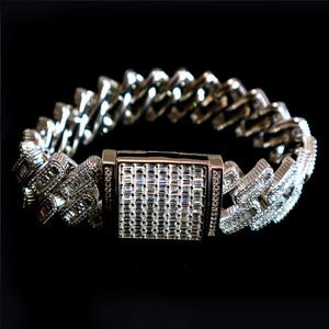 Bijoux de mode Bracelet Width Couple VVS Moisanite Baguette Stone Cuban Link Chain avec Silver 925 Bracelet Bulk Order