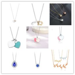 Mode Jewelry Brand Designer Necklace: Heart of the Ocean, Deep Blue Day, Two Hearts Embracing, Smart Tree Mosang ingelegde Stone 14k Boheemse stijl ketting
