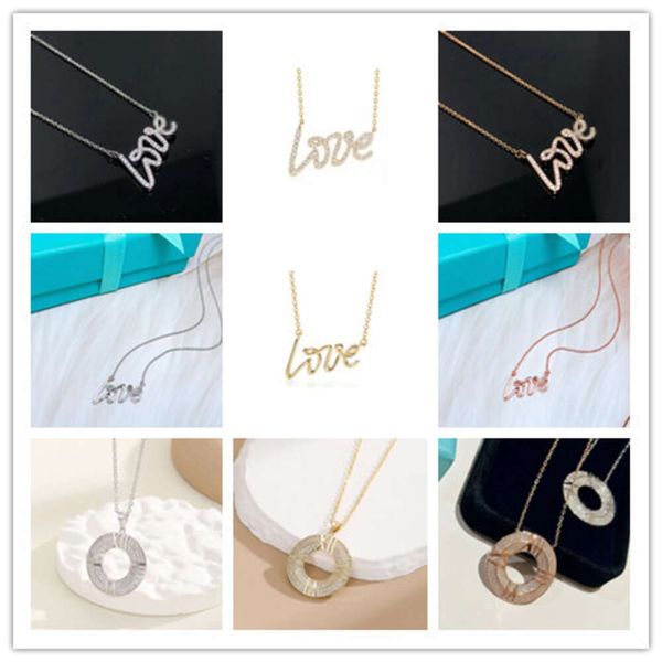 Collier de créateur de marque de bijoux de mode: amour, pièce ronde, chaîne en forme de U en U, feuilles en forme de cœur, fixées avec Moselle 14K Collier de style bohème féminin