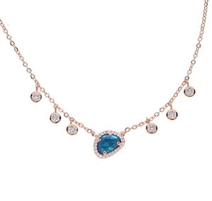 mode sieraden chrimstams cadeau ongelijke edelsteen blauw witte steen cz drop choker statement elegante vrouwen sieraden ketting7604607