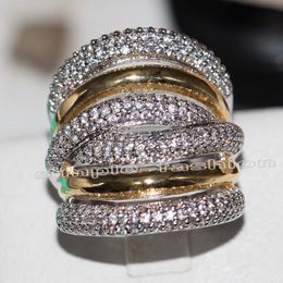 Fashion Jewellery Classic 236pcs Gem 5a Zirkon Stone 14KT Wit geel goud gevulde verloving Wedding Band Ring Set SZ 5-11 309E