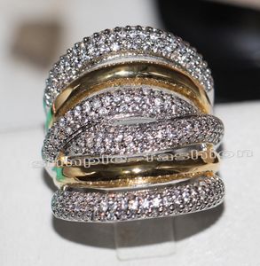 Fashion Jewellery Classic 236pcs Gem 5a Zirkon Stone 14KT Wit geel goud gevulde verloving Wedding Band Ring Set SZ 5111670058