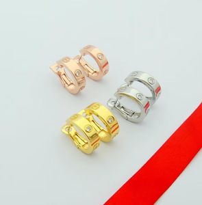 Mode sieraden clip-on schroef terug 316L roestvrijstalen diamant diamant merken love stud earring met alle steen voor moeder en dames oorrang sieraden