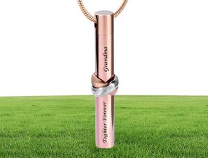 Bijoux de mode Mémoire aimante personnalisée ensemble pour toujours frère Rose Gold Cylinder Memorial Pendant Ashes Urn Cremation Collier3421990