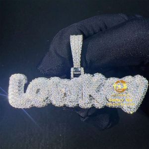 Bijoux à la mode personnalisés Hip Hop brillant entièrement glacé Vvs Moissanite diamant lettre nom pendentif ensemble de collier