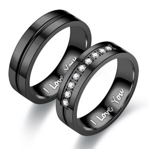 Designer de bijoux de mode pour un couple anneaux de mariage titanium en acier femmes hommes sonnent la lettre classique je t'aime 6 mm