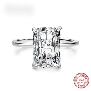 Mode sieradenontwerper Moissanite Ring, Modan Classic rechthoekige snede transparante ring, solide sterling zilveren dames trouwring voortreffelijke sieraden