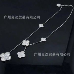 Mode sieraden ontwerper nieuwe titanium staal hoge versie vanly klaver natuurlijke witte fritillaria maat bloem tassel licht luxe 6-bloemen ketting voor vrouwen