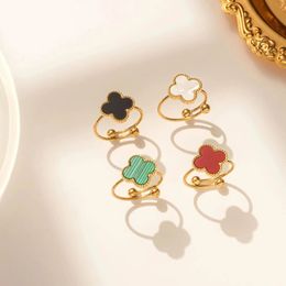 Mode-sieradenontwerper vans cleefly Clove Band Ringen Ring 4/vierbladige charme 18k gouden schelp voor meisje bruiloft Moederdag K8xi