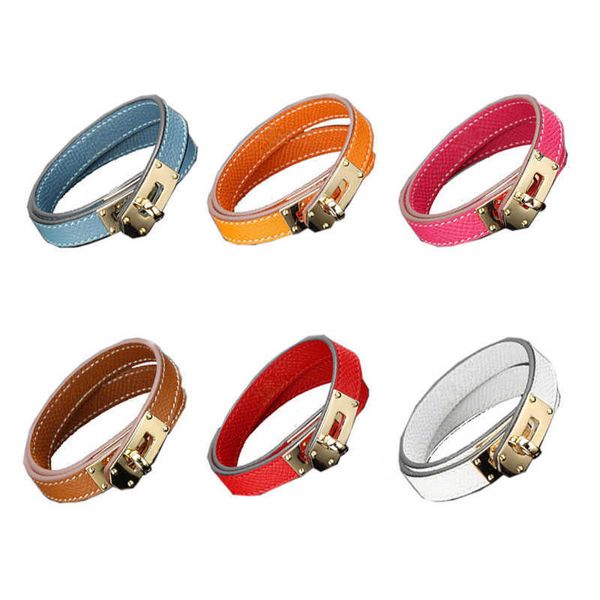 Joyería de moda Pulsera de cuero real doble redonda para mujeres el mejor regalo Q0717