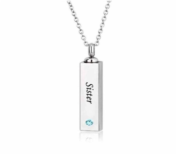 Bijoux fantaisie pour sœur Cube, pendentif simple en acier inoxydable, Kit d'urne, bijoux de cendres de crémation 74555191981942