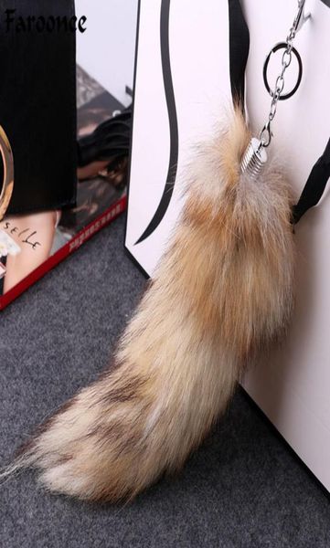 Bijoux de mode Fox Tail Keychain Keyring Large Wolf Tail Pendant Charms Fur Fur Sac Facteur Sang de troupe de trèfle 9263884