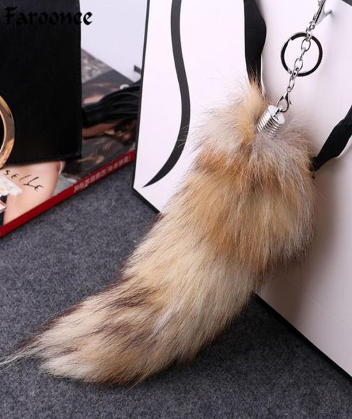 Bijoux de mode Fox Tail Keychain Keyring Large Wolf Tail Pendant Charms Fur Fur Sac Facteur de trèfle Chaîne 4964804