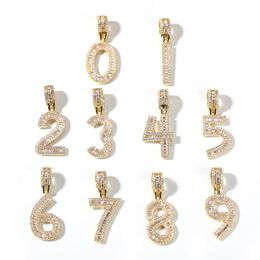 Mode sieraden goud gevuld 0-9 nummer hanger ketting combinatie letters cz hanger kettingen zirconia cadeau rapper accessoires206LLl