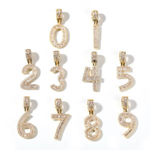 Mode sieraden goud gevuld 0-9 Number hanger ketting combinatie letters cz hanger kettingen zirconia cadeau rapper accessoires267o