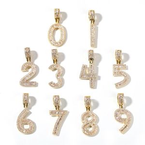 Mode-sieraden Gold Filled 0-9 Nummer Hanger Ketting Combinatie Letters CZ Hanger Kettingen Zirconia Gift Rapper Accessories244q