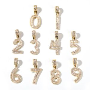 Mode-sieraden Gold Filled 0-9 Nummer Hanger Ketting Combinatie Letters CZ Hanger Kettingen Zirconia Gift Rapper Accessories2632