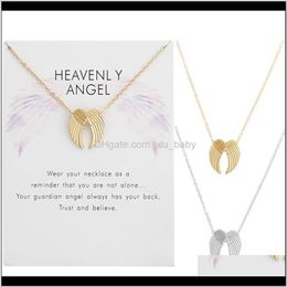 Bijoux de mode Collier double ailes d'ange céleste avec carte de vente G1EGI Colliers Zvendu