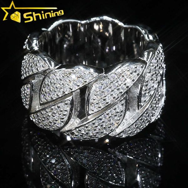 Fashion Jewelry Lab Diamond Anneaux Men Moisanite Ring Cubain GRA Certifié 925 Anneaux pour hommes Hip Hop Silver Silver Silver