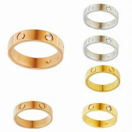Fashion Love Ring Acentimiento inoxidable de lujo Classic Classic Unisex Diseñador de acero Aleación Gold Fade Nail Silver Crystaldswe#
