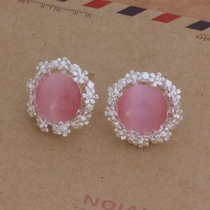 Mode (fabricant de bijoux) 20 pièces par lot boucles d'oreilles fleur avec perle rose bijoux en argent sterling 925 prix usine boucles d'oreilles Fashion Shine