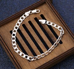 Mode-sieraden mannen armbanden 18K gouden kleur kettingen platte ketting eenvoudige 6mm groothandel warme fasion vrij van verzending