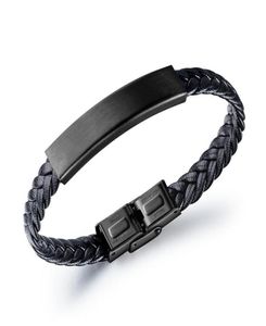 Bijoux de mode Hommes Noir Charme À La Main Tresse Bracelet En Cuir Trouver En Acier Inoxydable Conception Bricolage Punk Hip Hop Bracelets Pour Men4894007