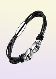 Bijoux de mode Mentide Charm Bracelet de crâne en cuir multicouche Trouver des bracelets de boucle magnétique en acier inoxydable F8076523